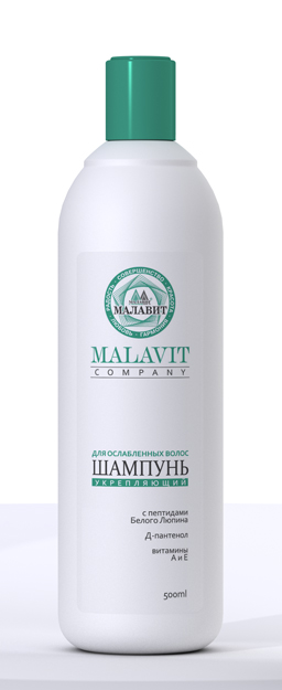 Шампунь премиум- класса "Малавит"с пептидами Белого Люпина, 500мл.